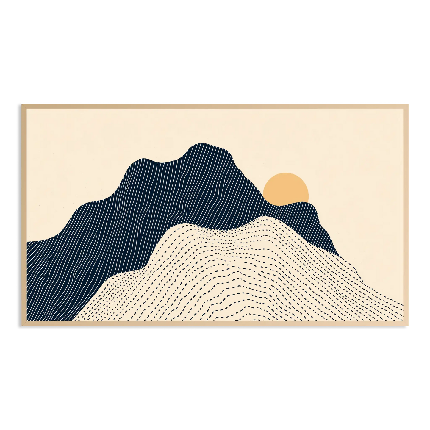 Minimal scandinavian line art mountain sunrise Samsung Frame TV Art