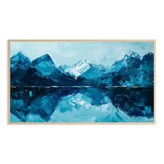 Blue mountain reflection impasto monochrome Samsung Frame TV Art