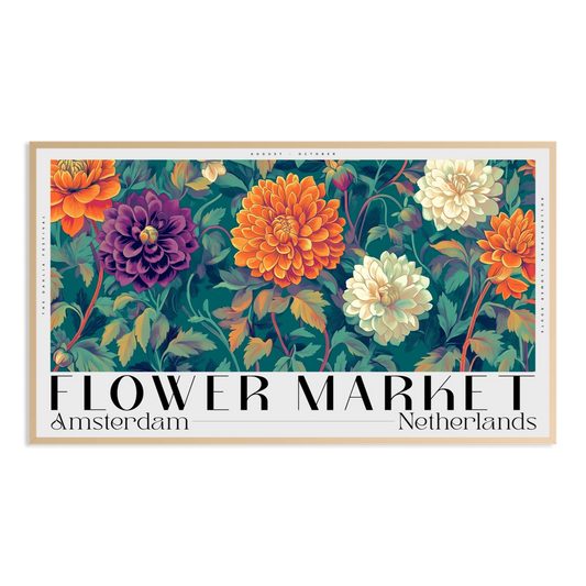 amsterdam netherlands autumn flower market typography poster Samsung Frame TV Art
