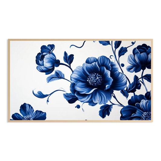 vintage blue delft china style dutch floral Samsung Frame TV Art
