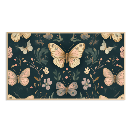 butterfly curiosities cabinet gold pink symmetrical Samsung Frame TV Art