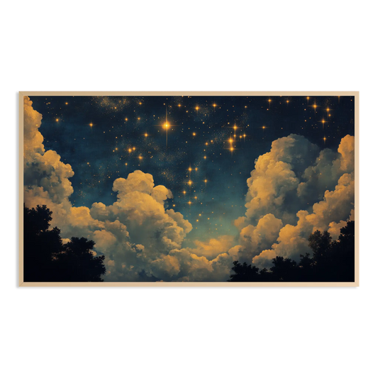 great celestial clouds vintage parrish style starry night Samsung Frame TV Art