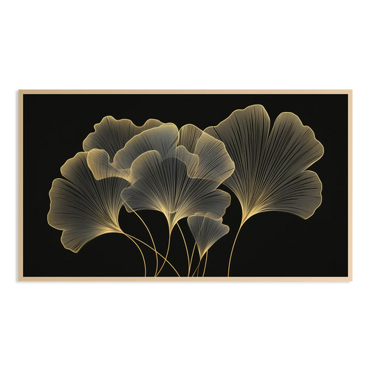 minimal gold line art gingko leaves Samsung Frame TV Art