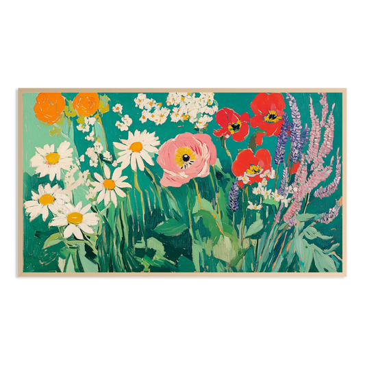 oil paint style city flower garden barcelona spain Samsung Frame TV Art