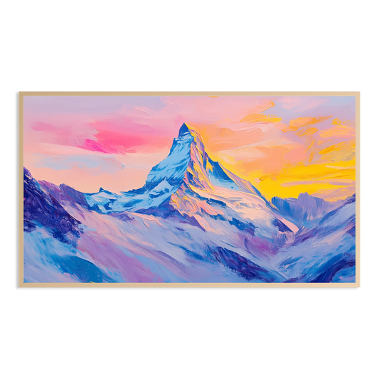 oil paint style impasto mountain matterhorn pastel sunset Samsung Frame TV Art