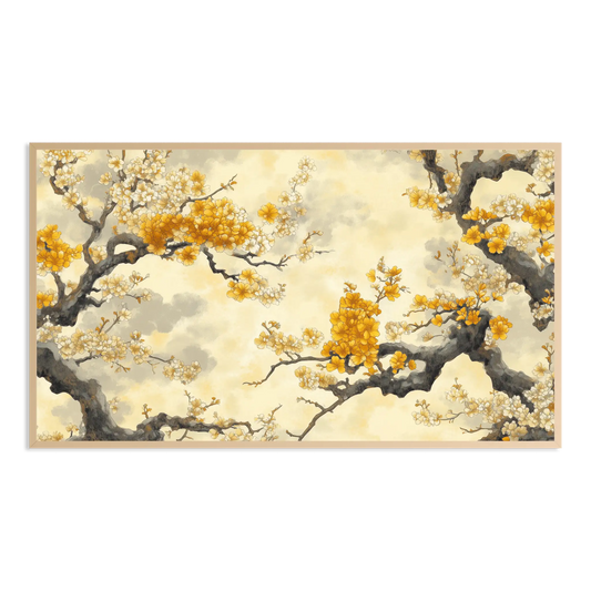 japanese yellow sakura cherry blossom Samsung Frame TV Art