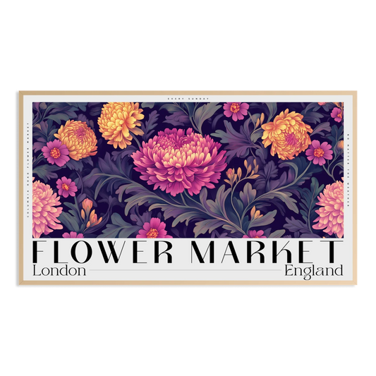 london england uk autumn flower market typography poster Samsung Frame TV Art