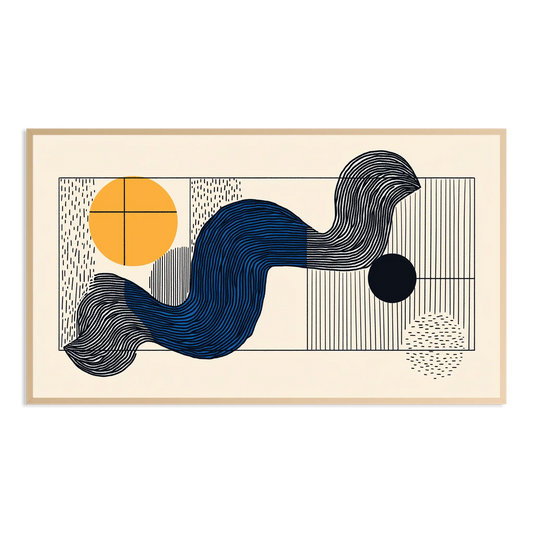 abstract vintage line art waves Samsung Frame TV Art