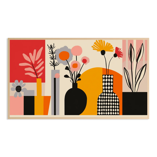 Modern Scandinavian Bold flower vases Samsung Frame TV Art