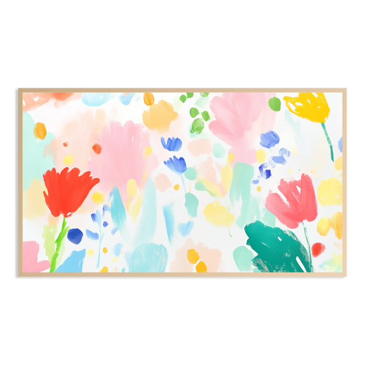 Bright abstract scandinavian flower Samsung Frame TV Art