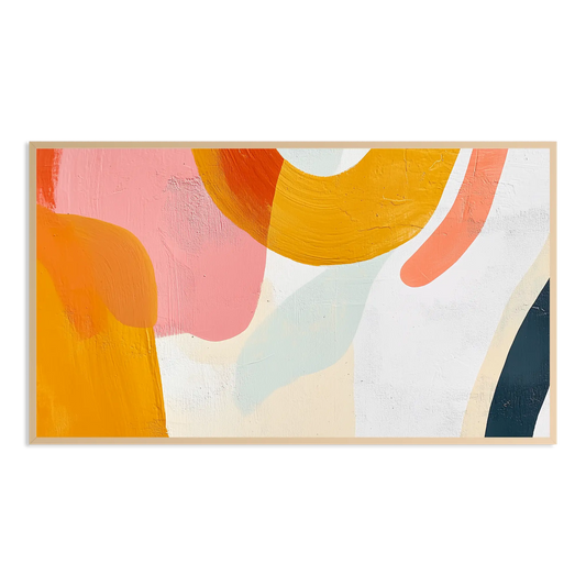 Bold Scandinavian curves painted on wall Samsung Frame TV Art