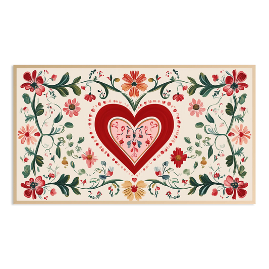 scandianvian folk heart flower Samsung Frame TV Art