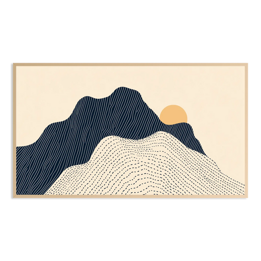 Minimal scandinavian line art mountain sunrise Samsung Frame TV Art