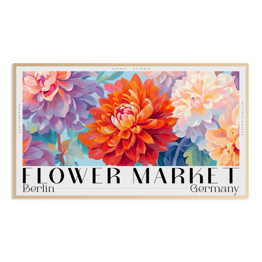 berlin germany autumn flower market typography poster Samsung Frame TV Art