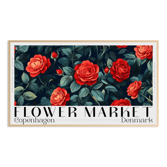 copenhagen denmark autumn flower market typography poster Samsung Frame TV Art