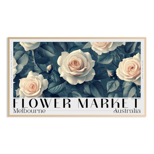 melbourne australia autumn flower market typography poster Samsung Frame TV Art