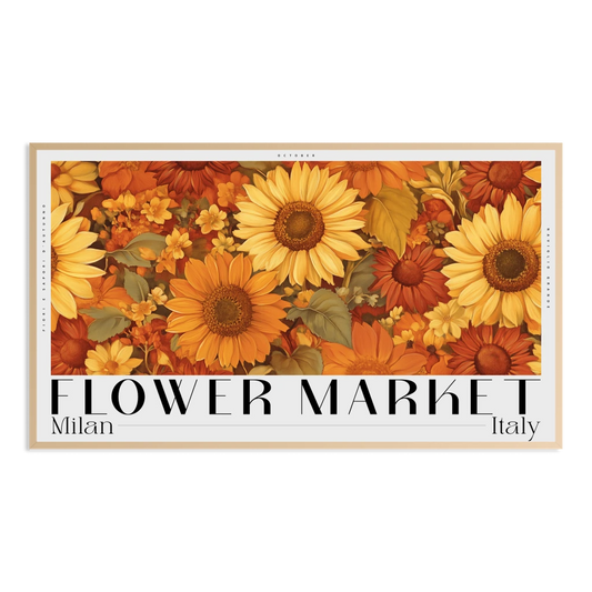milan italy autumn flower market typography poster Samsung Frame TV Art