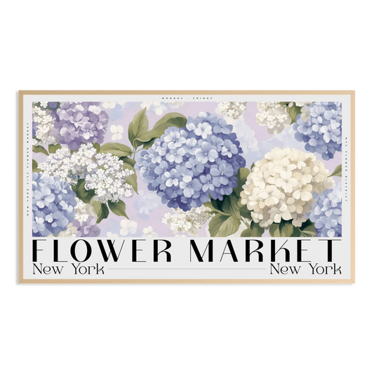 new york usa autumn flower market typography poster Samsung Frame TV Art
