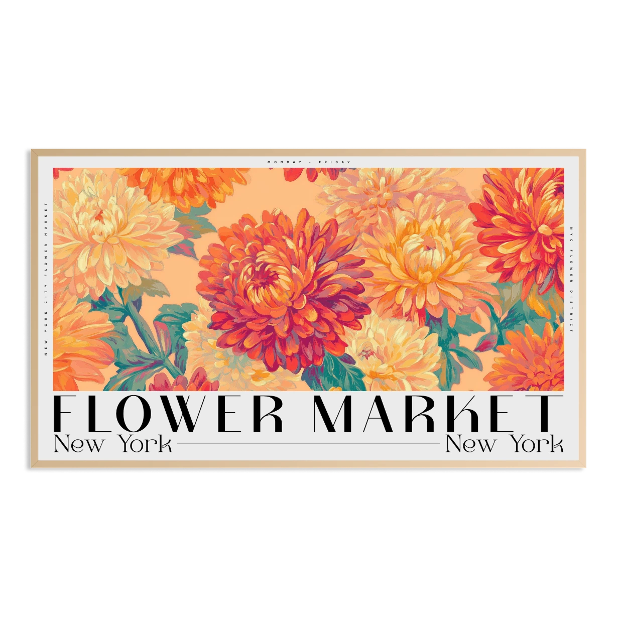 new york usa autumn flower market typography poster Samsung Frame TV Art