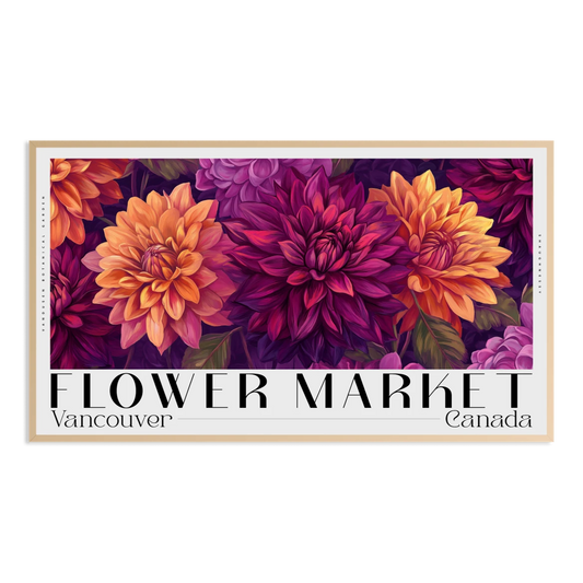 vancouver bc autumn flower market typography poster Samsung Frame TV Art
